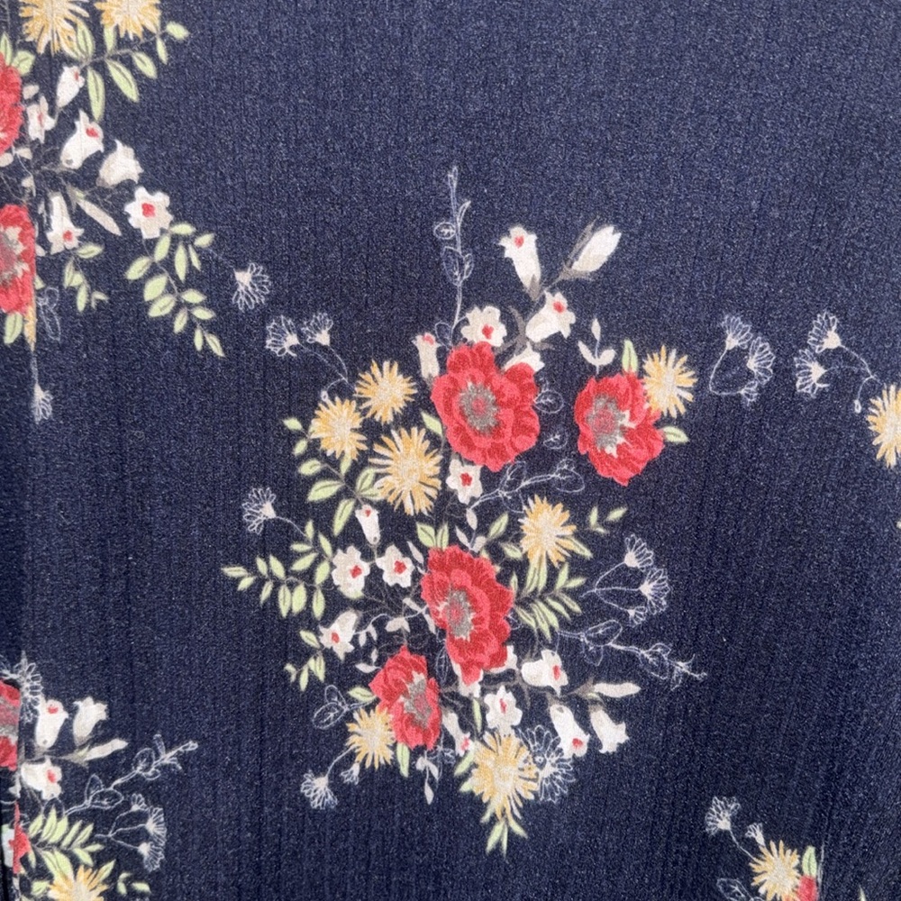 Flamingo Urban Midi Navy Blue Dress with Floral Pattern Size Medium - Picture 4 of 8
